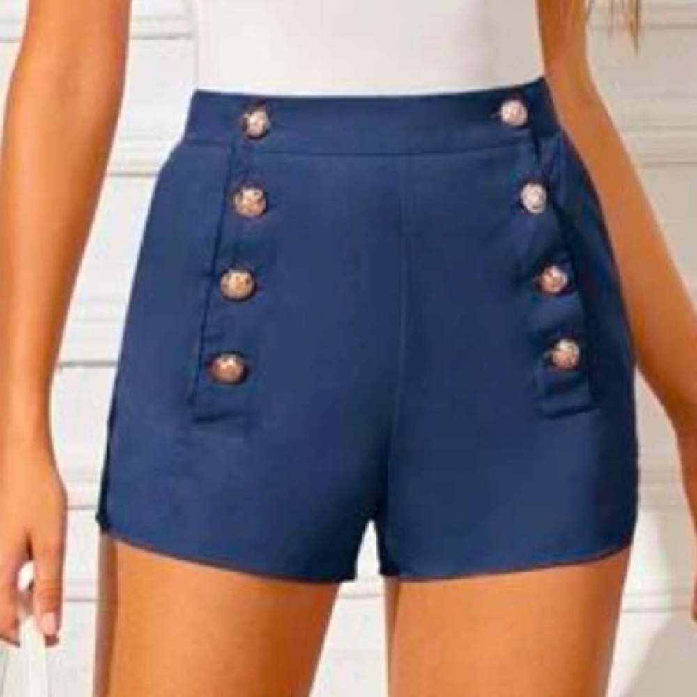 Blue high waist shorts